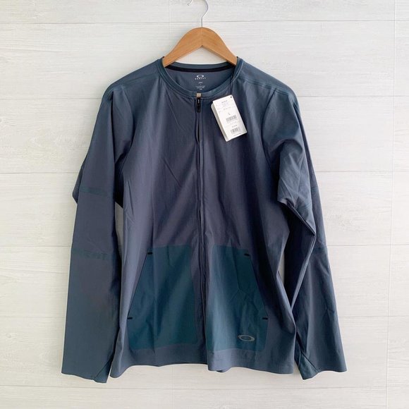 Oakley ~ 1.6 Radskin Dark Slate zip stretch water repellent shell jacket L - Picture 1 of 7
